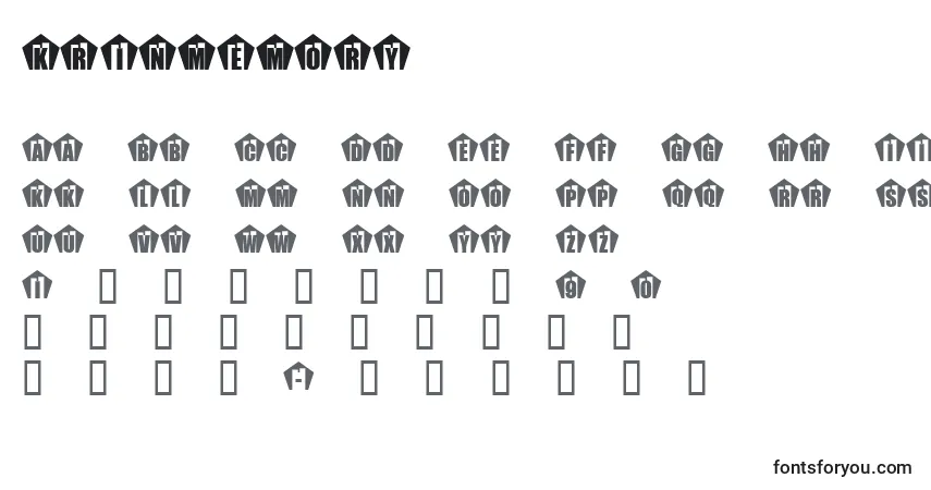 A fonte KrInMemory – alfabeto, números, caracteres especiais