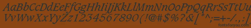 Fonte GrammateusSsiItalic – fontes pretas em um fundo marrom