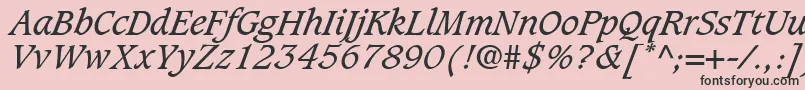 Czcionka GrammateusSsiItalic – czarne czcionki na różowym tle