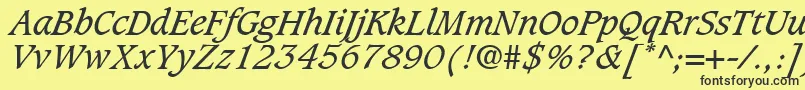 フォントGrammateusSsiItalic – 黒い文字の黄色い背景