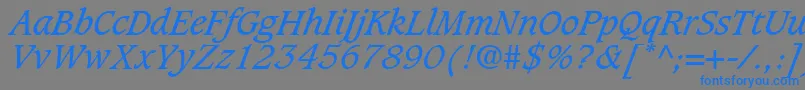 Fonte GrammateusSsiItalic – fontes azuis em um fundo cinza