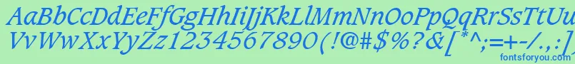 GrammateusSsiItalic Font – Blue Fonts on Green Background