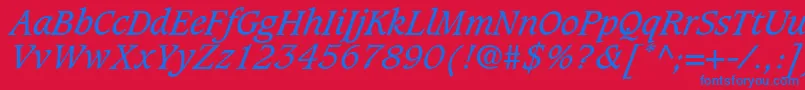 Шрифт GrammateusSsiItalic – синие шрифты на красном фоне