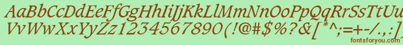 GrammateusSsiItalic Font – Brown Fonts on Green Background
