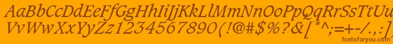 Czcionka GrammateusSsiItalic – brązowe czcionki na pomarańczowym tle