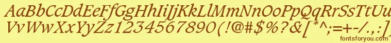 Czcionka GrammateusSsiItalic – brązowe czcionki na żółtym tle