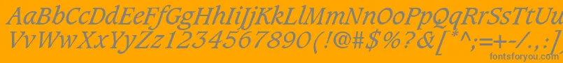 Fonte GrammateusSsiItalic – fontes cinzas em um fundo laranja