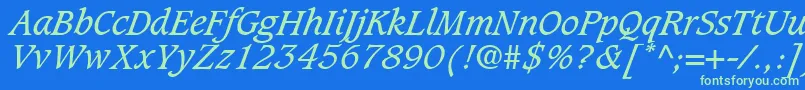 GrammateusSsiItalic Font – Green Fonts on Blue Background