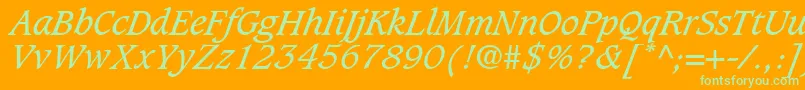 GrammateusSsiItalic-Schriftart – Grüne Schriften auf orangefarbenem Hintergrund