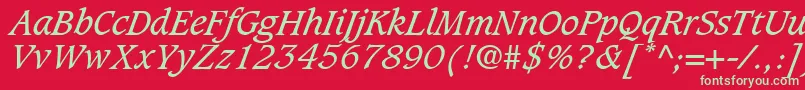 Saiba mais sobre a fonte GrammateusSsiItalic Fonte GrammateusSsiItalic – fontes verdes em um fundo vermelho