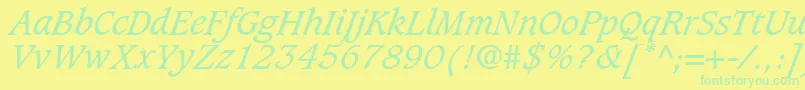 GrammateusSsiItalic Font – Green Fonts on Yellow Background