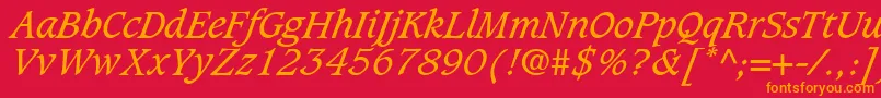 Police GrammateusSsiItalic – polices orange sur fond rouge