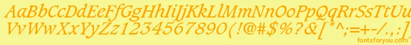 フォントGrammateusSsiItalic – オレンジの文字が黄色の背景にあります。