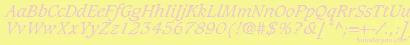 Czcionka GrammateusSsiItalic – różowe czcionki na żółtym tle