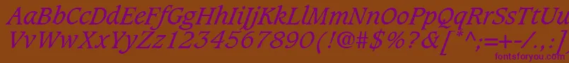 GrammateusSsiItalic Font – Purple Fonts on Brown Background