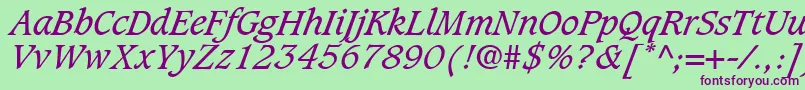 Fonte GrammateusSsiItalic – fontes roxas em um fundo verde