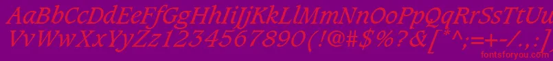 GrammateusSsiItalic Font – Red Fonts on Purple Background