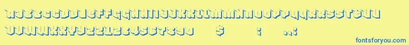 Fonte NowyGeroy4fShadow – fontes azuis em um fundo amarelo