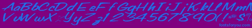 Oldingspirit76Bold-Schriftart – Blaue Schriften auf violettem Hintergrund