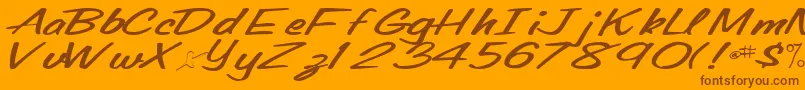 Oldingspirit76Bold-Schriftart – Braune Schriften auf orangefarbenem Hintergrund