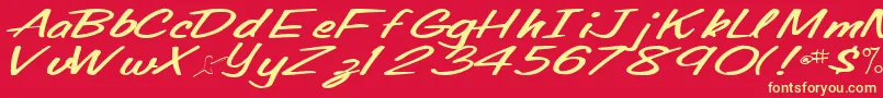 Fonte Oldingspirit76Bold – fontes amarelas em um fundo vermelho