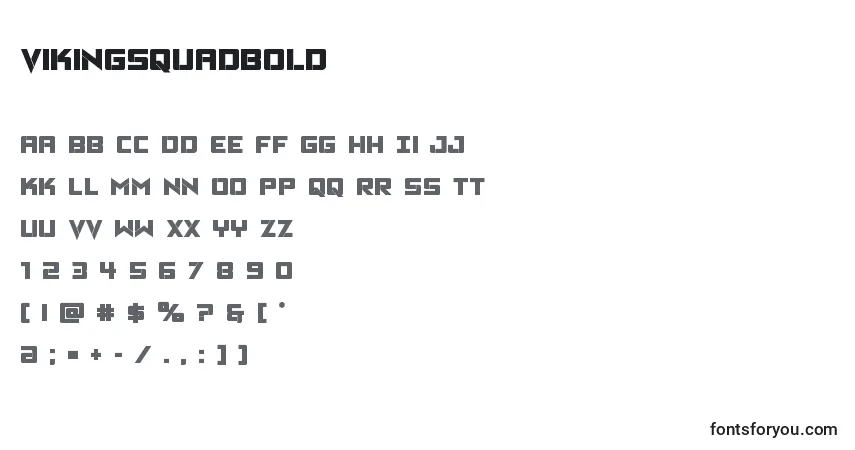 Шрифт Vikingsquadbold – алфавит, цифры, специальные символы