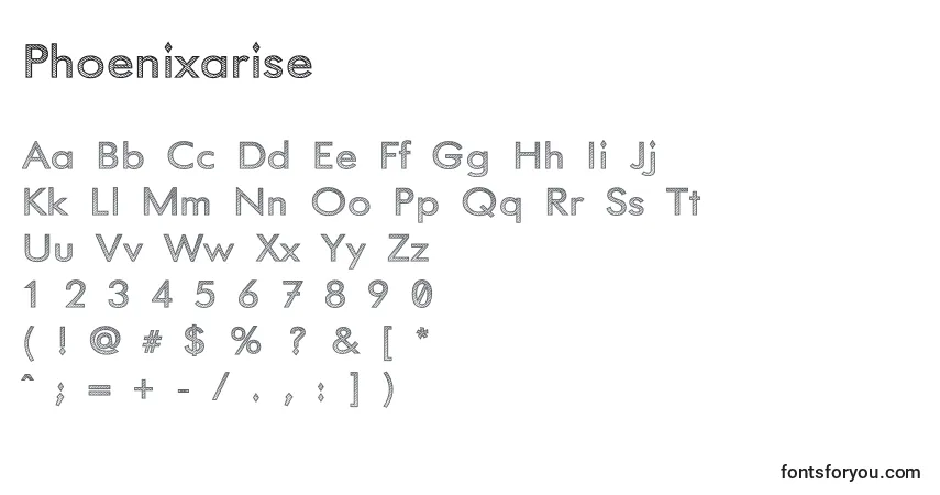 A fonte Phoenixarise – alfabeto, números, caracteres especiais