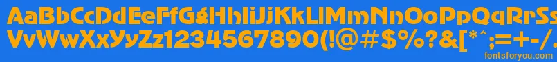 フォントAdver – オレンジ色の文字が青い背景にあります。