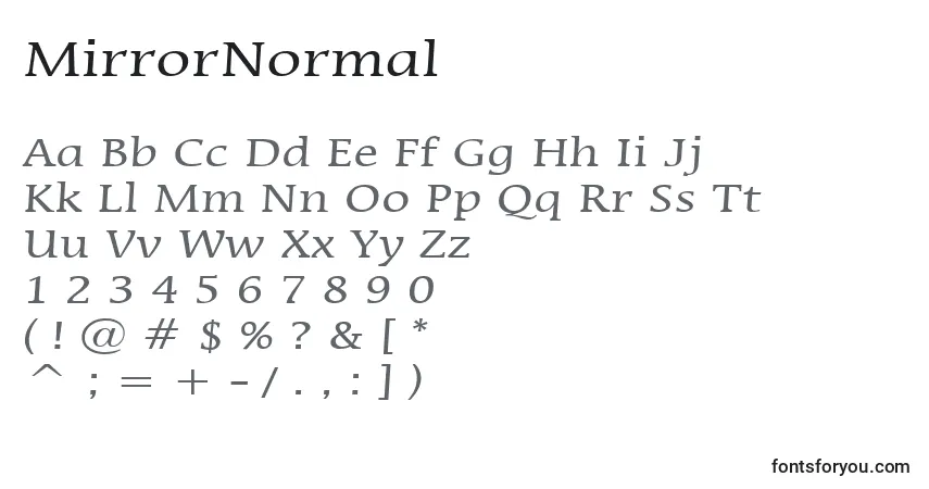 Czcionka MirrorNormal – alfabet, cyfry, specjalne znaki