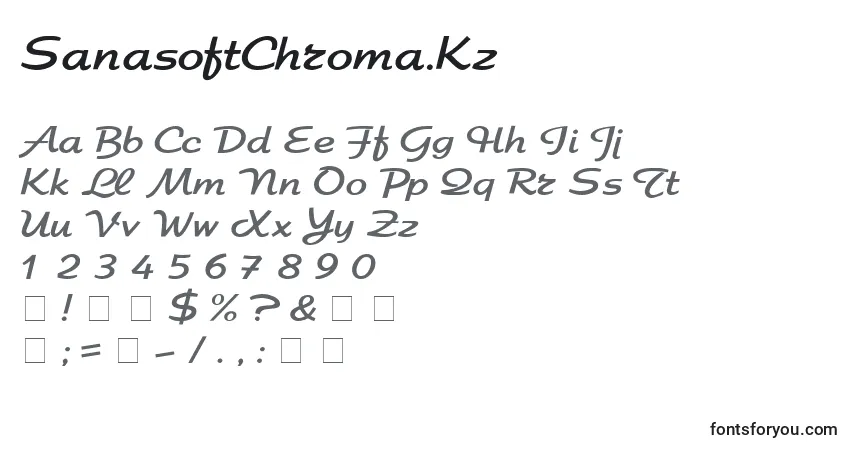 Czcionka SanasoftChroma.Kz – alfabet, cyfry, specjalne znaki