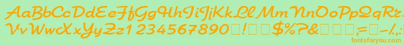 フォントSanasoftChroma.Kz – オレンジの文字が緑の背景にあります。