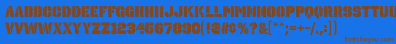 Fonte OctinstencilblRegular – fontes marrons em um fundo azul