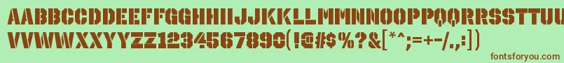 OctinstencilblRegular Font – Brown Fonts on Green Background
