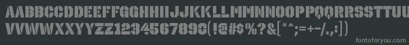 OctinstencilblRegular-fontti – harmaat kirjasimet mustalla taustalla