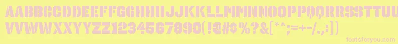 フォントOctinstencilblRegular – ピンクのフォント、黄色の背景