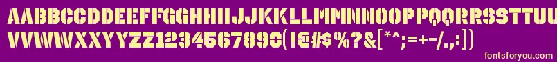 OctinstencilblRegular-fontti – keltaiset fontit violetilla taustalla