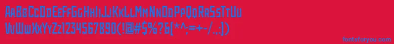 RodchenkoCondensed-Schriftart – Blaue Schriften auf rotem Hintergrund