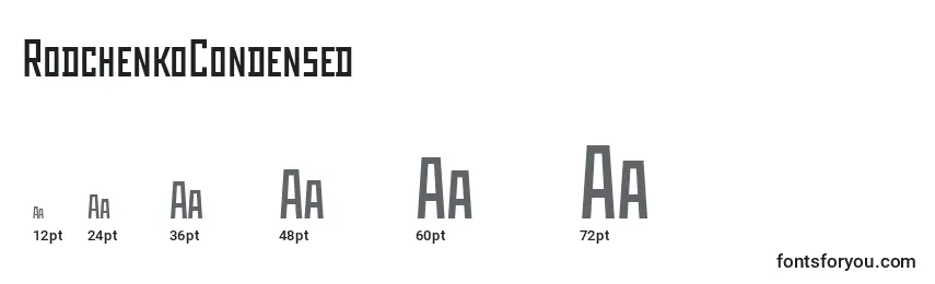 RodchenkoCondensed Font Sizes