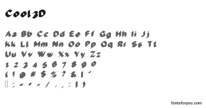 Czcionka Cool3D – alfabet, cyfry, specjalne znaki