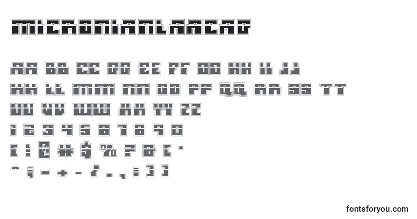 Schriftart Micronianlaacad – Alphabet, Zahlen, spezielle Symbole