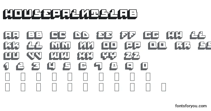 Schriftart HousePaintSlab – Alphabet, Zahlen, spezielle Symbole