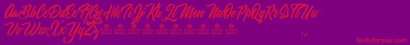 WeekendFlowerHuntersPersonalUse Font – Red Fonts on Purple Background