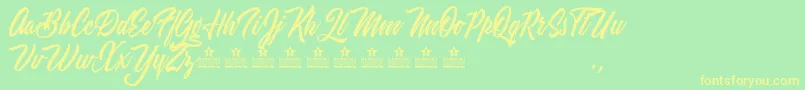 WeekendFlowerHuntersPersonalUse Font – Yellow Fonts on Green Background