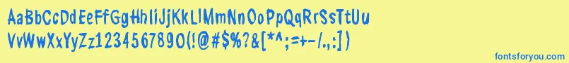 フォントKasuaariKirjastossa – 青い文字が黄色の背景にあります。