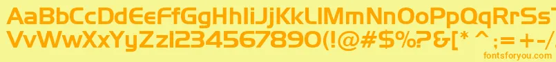 フォントAsylbekm09handel.Kz – オレンジの文字が黄色の背景にあります。