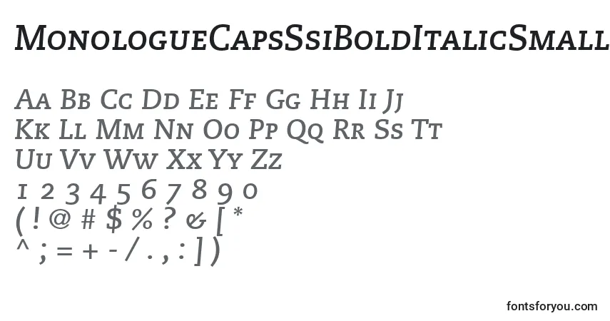 Шрифт MonologueCapsSsiBoldItalicSmallCaps – алфавит, цифры, специальные символы
