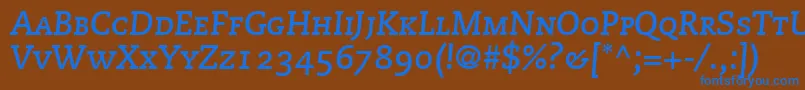 MonologueCapsSsiBoldItalicSmallCaps-fontti – siniset fontit ruskealla taustalla