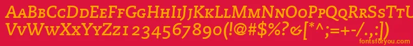 Шрифт MonologueCapsSsiBoldItalicSmallCaps – оранжевые шрифты на красном фоне