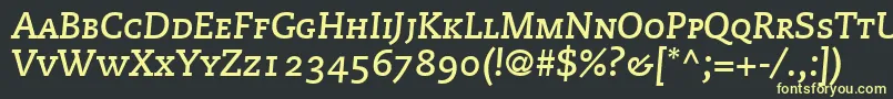 フォントMonologueCapsSsiBoldItalicSmallCaps – 黒い背景に黄色の文字