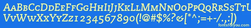 フォントMonologueCapsSsiBoldItalicSmallCaps – 黄色の文字、青い背景